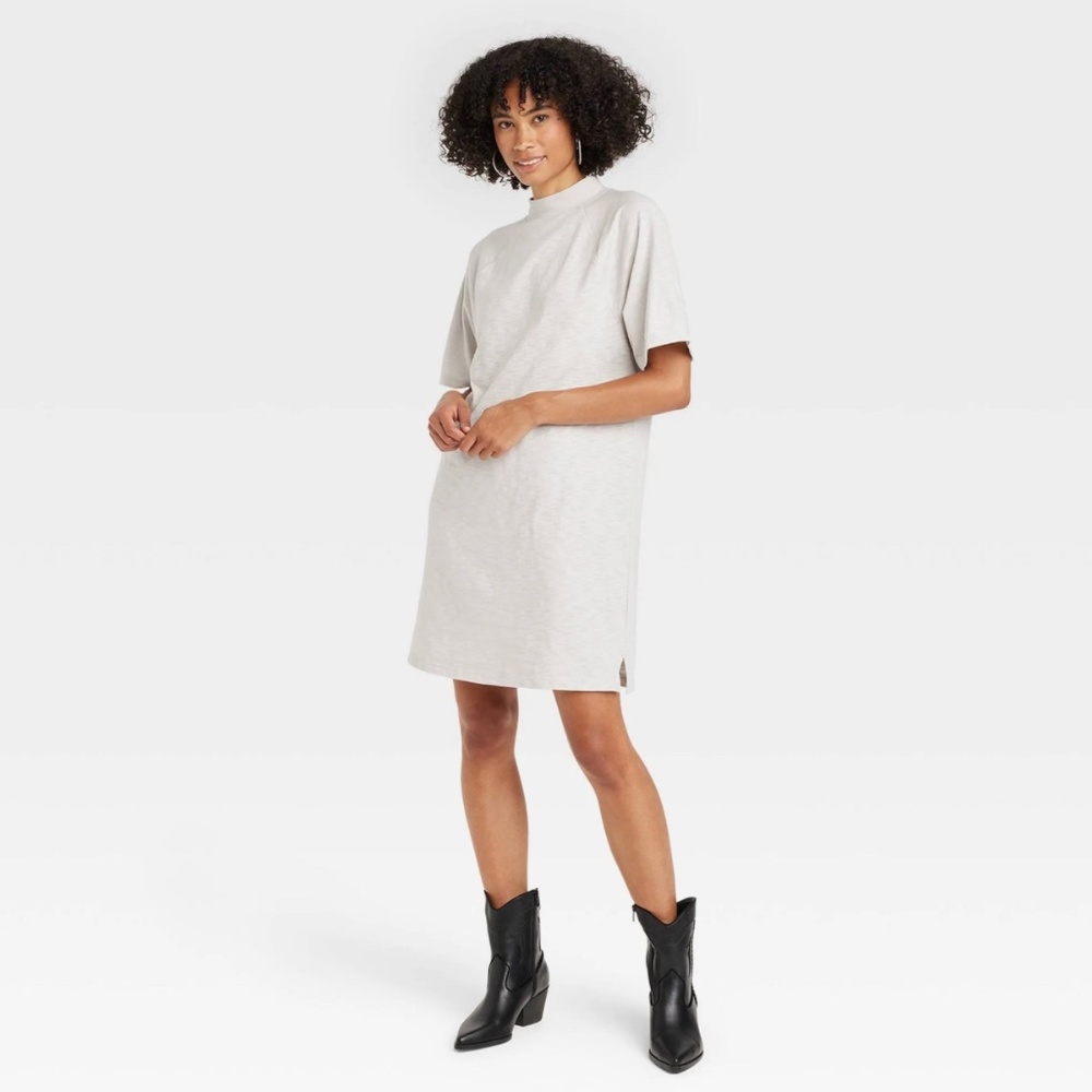 Universal Thread Knit Mock Neck Dress Beige - M
